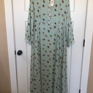 NWT Floral Maxi Dress in Mint Green